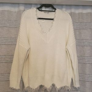 Main Strip distressed Vneck sweater